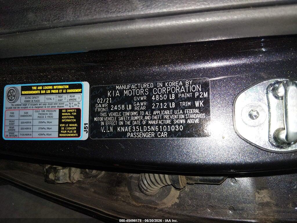 KNAE35LD5N6101030 2022 KIA STINGER photo no. 9