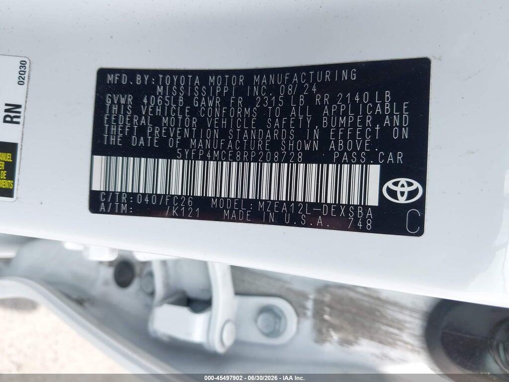 5YFP4MCE8RP208728 2024 TOYOTA COROLLA photo no. 9