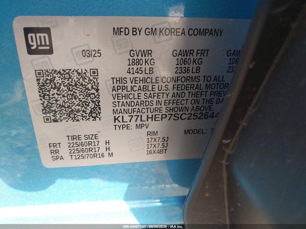 KL77LHEP7SC252644 2025 CHEVROLET TRAX photo no. 9