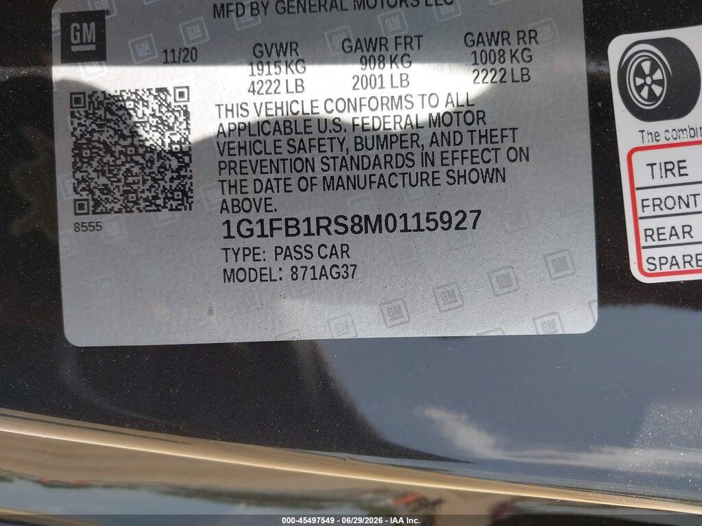 1G1FB1RS8M0115927 2021 CHEVROLET CAMARO photo no. 9