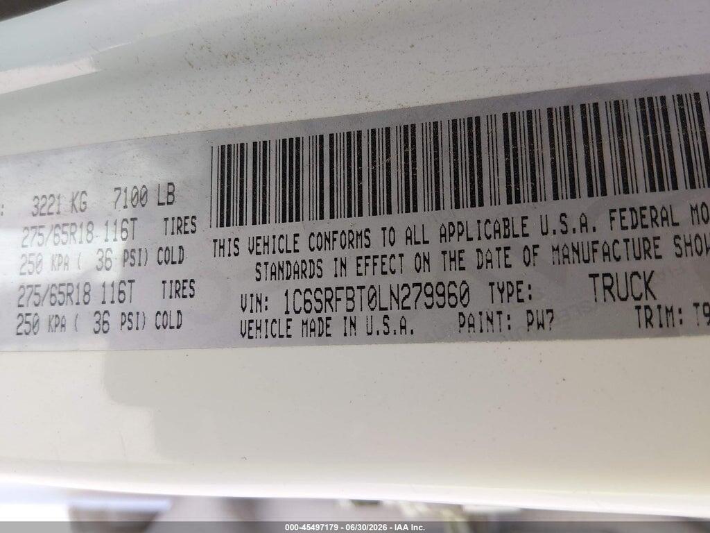 1C6SRFBT0LN279960 2020 RAM 1500 photo no. 9