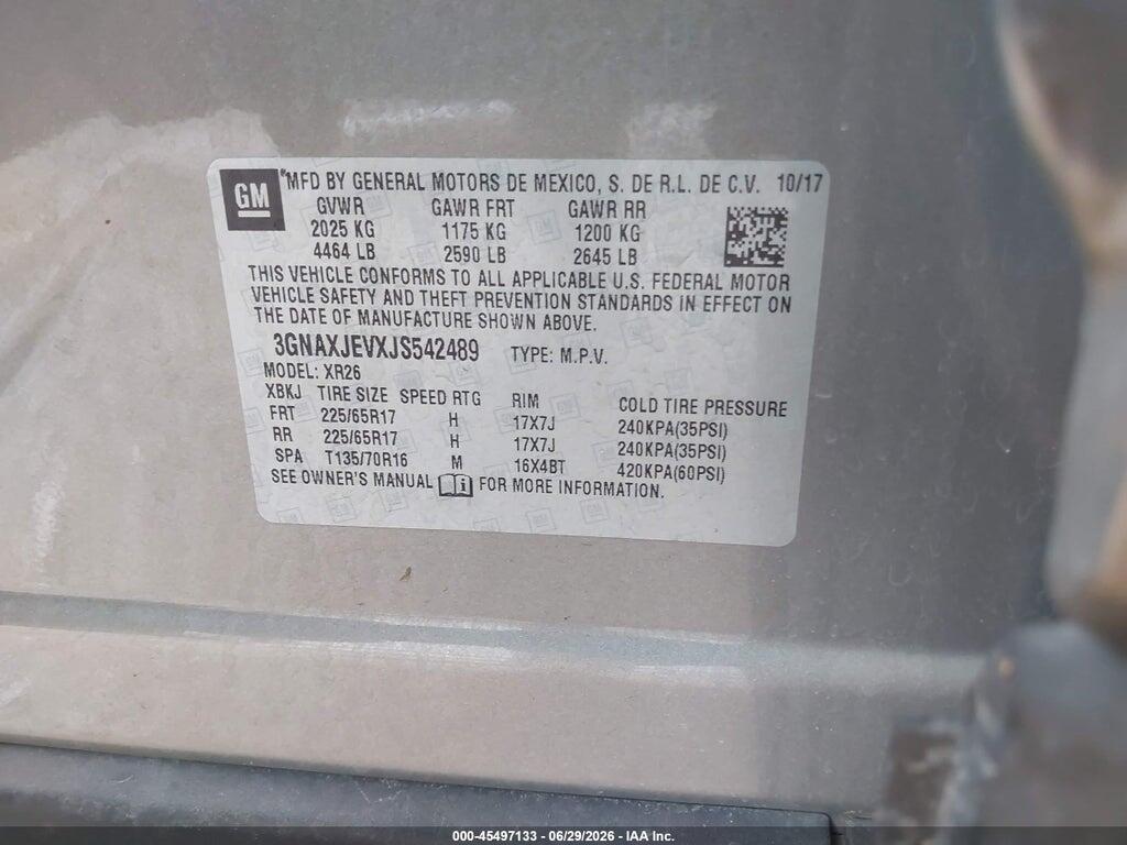 3GNAXJEVXJS542489 2018 CHEVROLET EQUINOX photo no. 9