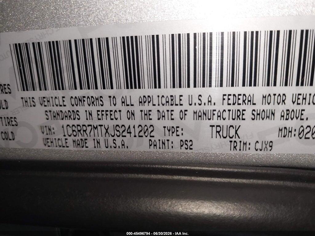 1C6RR7MTXJS241202 2018 RAM 1500 photo no. 9