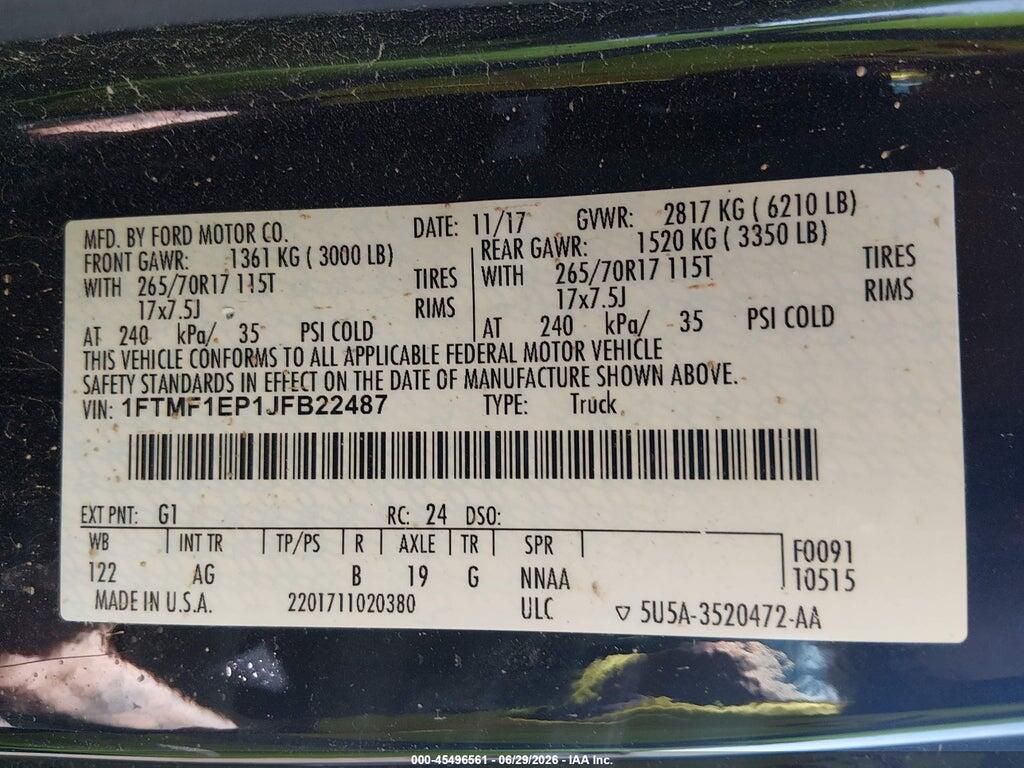 1FTMF1EP1JFB22487 2018 FORD F-150 photo no. 9