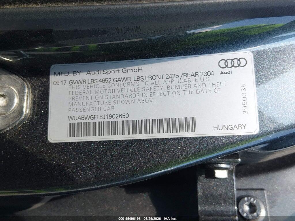 WUABWGFF8J1902650 2018 AUDI RS 3 photo no. 9