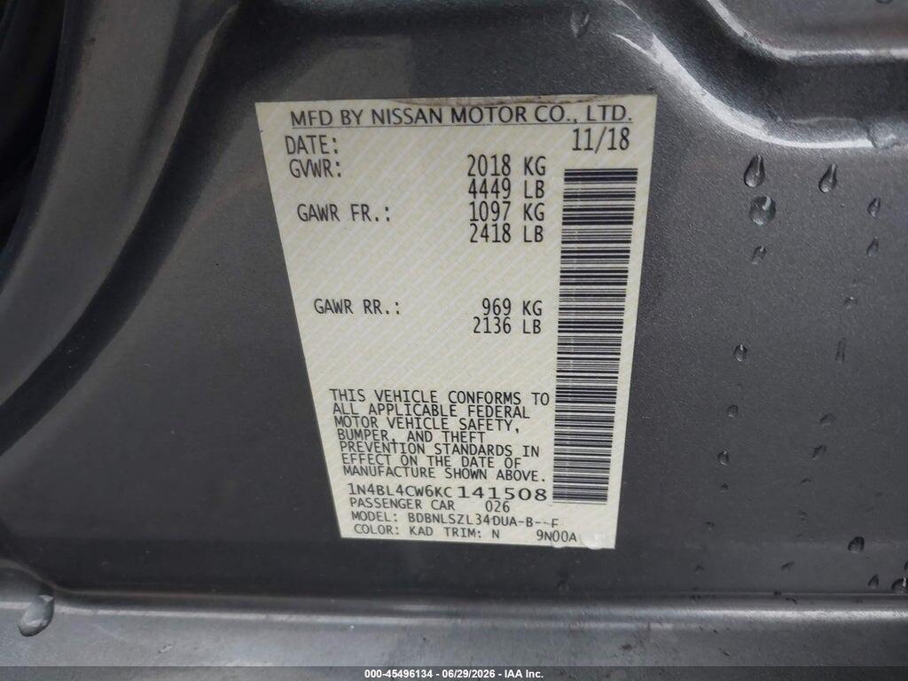 1N4BL4CW6KC141508 2019 NISSAN ALTIMA photo no. 9