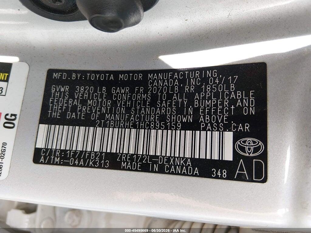 2T1BURHE1HC895159 2017 TOYOTA COROLLA photo no. 9