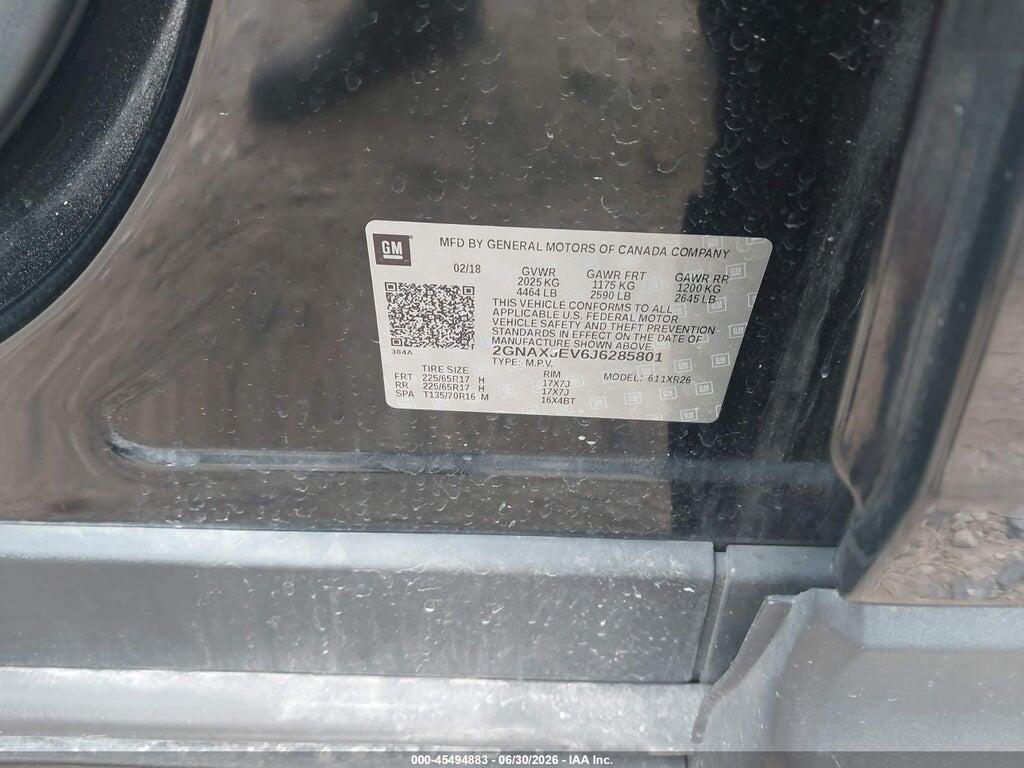 2GNAXJEV6J6285801 2018 CHEVROLET EQUINOX photo no. 9
