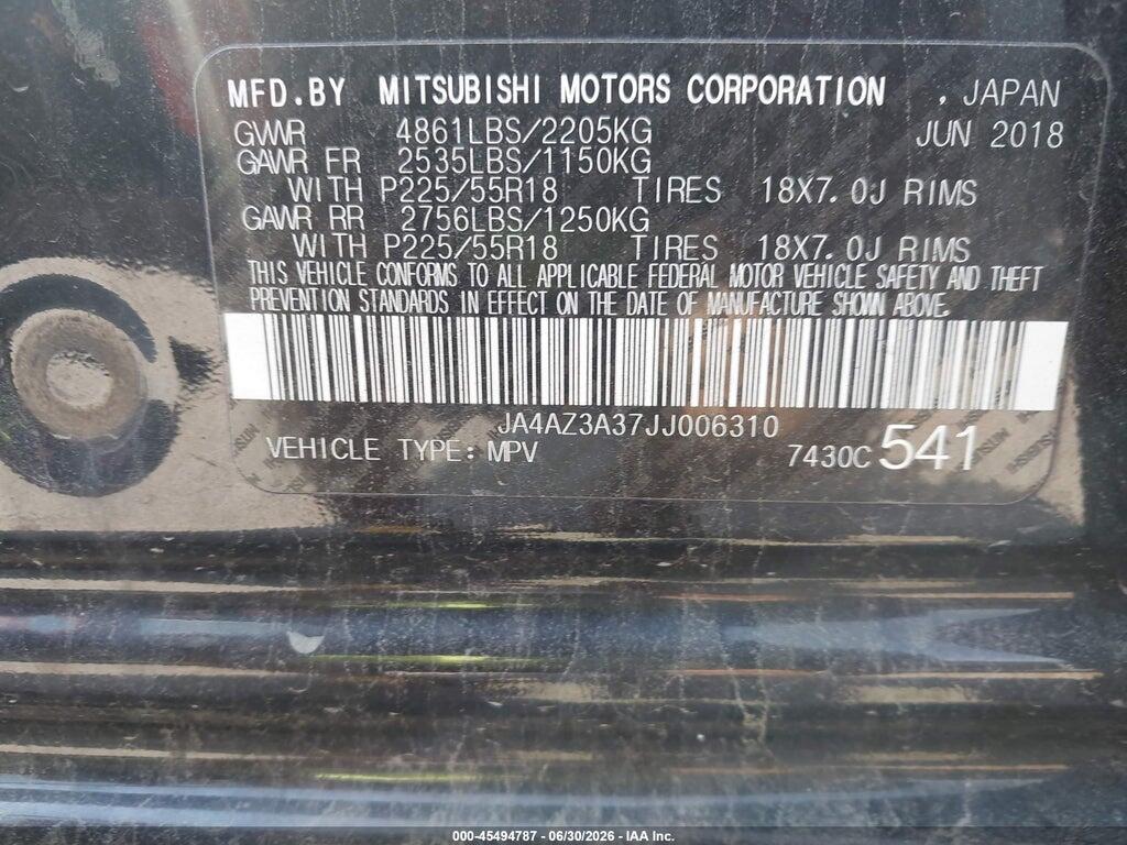 JA4AZ3A37JJ006310 2018 MITSUBISHI OUTLANDER photo no. 9