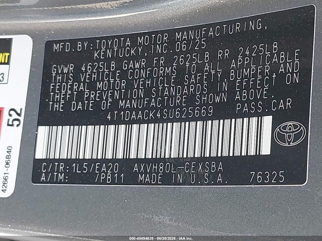 4T1DAACK4SU625669 2025 TOYOTA CAMRY photo no. 9