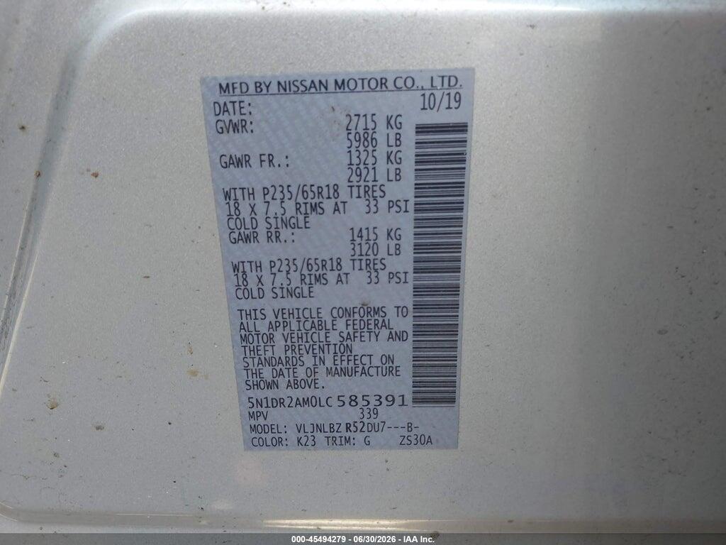 5N1DR2AM0LC585391 2020 NISSAN PATHFINDER photo no. 9