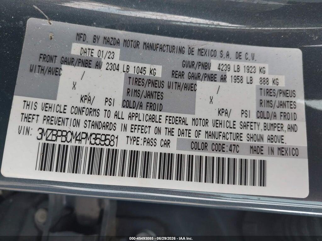 3MZBPBCM4PM359581 2023 MAZDA MAZDA3 photo no. 9
