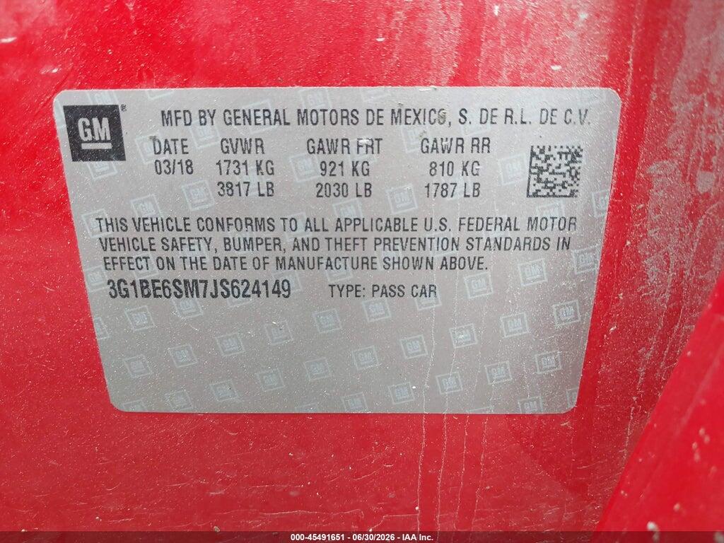 3G1BE6SM7JS624149 2018 CHEVROLET CRUZE photo no. 9
