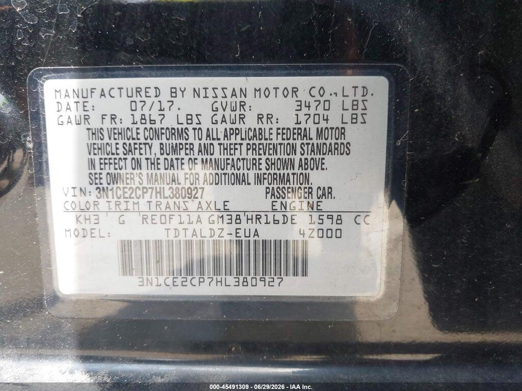 3N1CE2CP7HL380927 2017 NISSAN VERSA NOTE photo no. 9