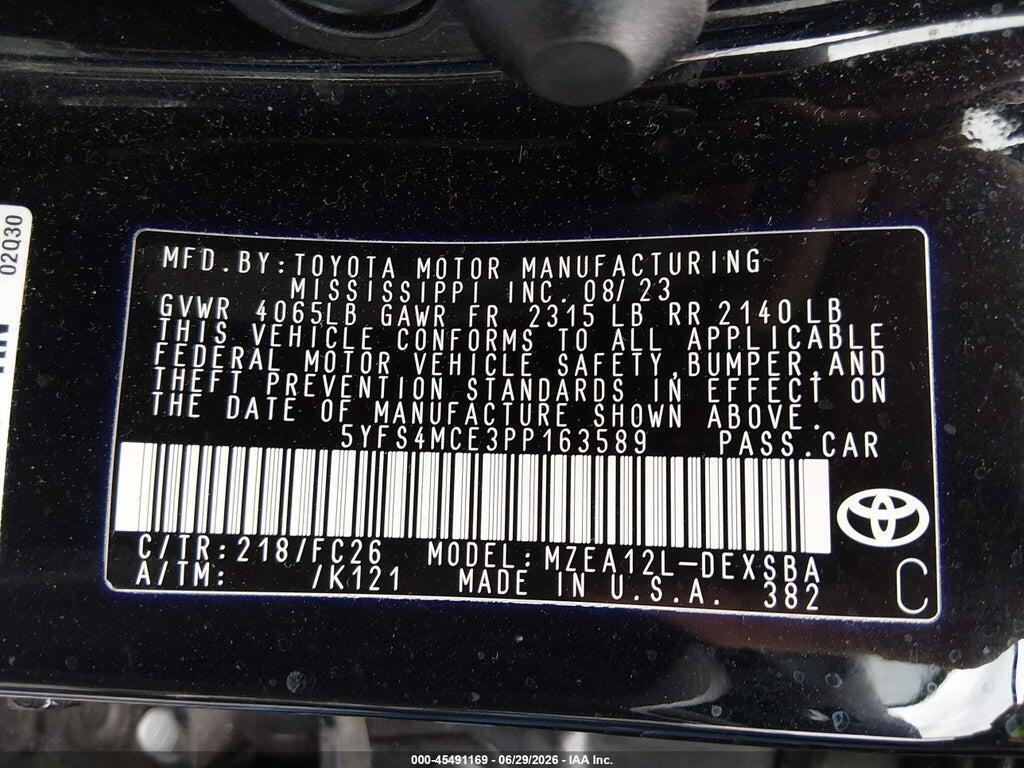 5YFS4MCE3PP163589 2023 TOYOTA COROLLA photo no. 9