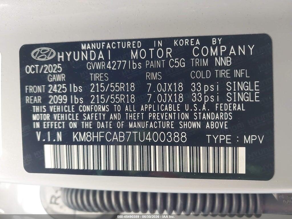 KM8HFCAB7TU400388 2026 HYUNDAI KONA photo no. 9
