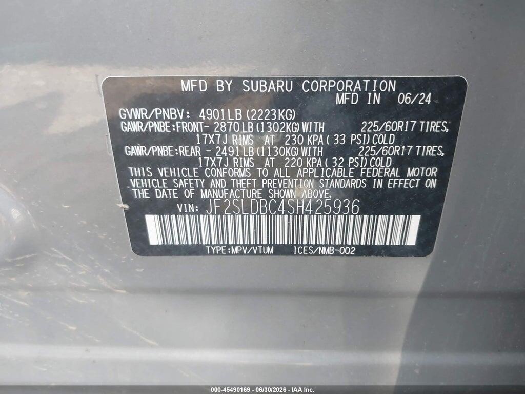 JF2SLDBC4SH425936 2025 SUBARU FORESTER photo no. 9