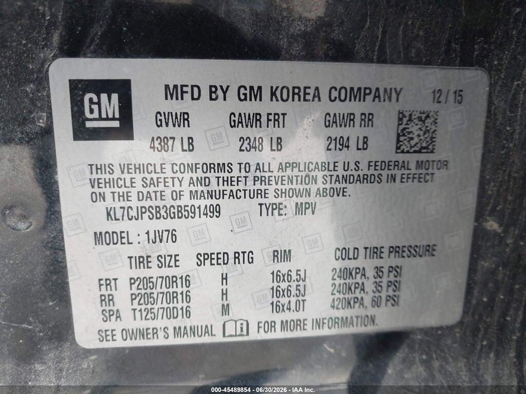 KL7CJPSB3GB591499 2016 CHEVROLET TRAX photo no. 9