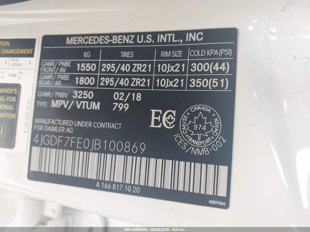 4JGDF7FE0JB100869 2018 MERCEDES-BENZ AMG GLS 63 photo no. 9