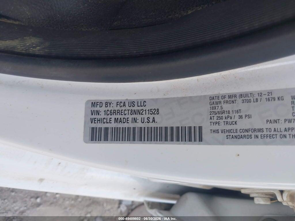 1C6RRECT8NN211528 2022 RAM 1500 photo no. 9