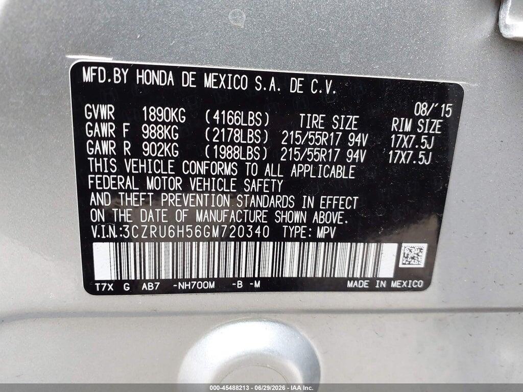 3CZRU6H56GM720340 2016 HONDA HR-V photo no. 9
