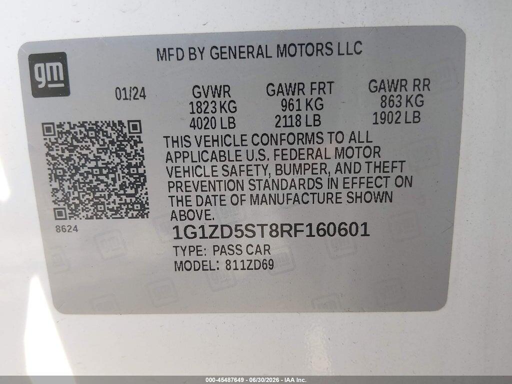 1G1ZD5ST8RF160601 2024 CHEVROLET MALIBU photo no. 9