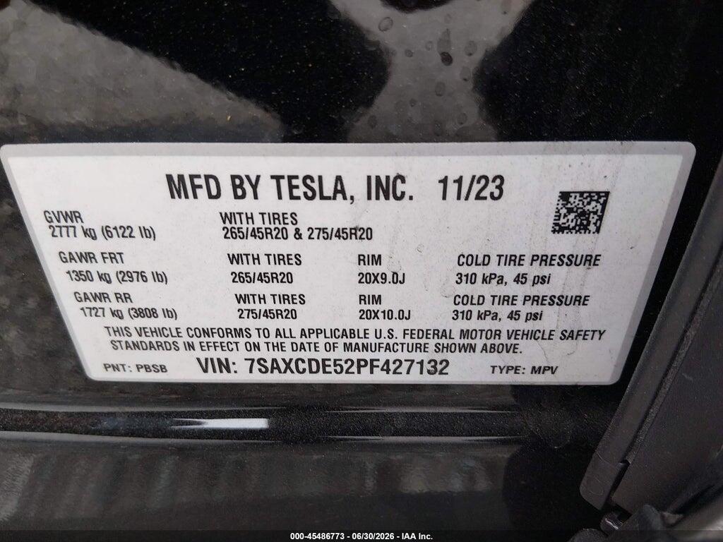 7SAXCDE52PF427132 2023 TESLA MODEL X photo no. 9