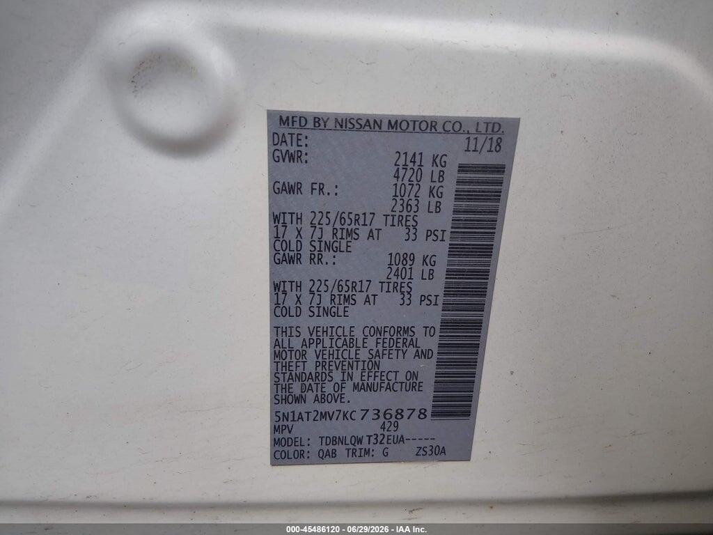 5N1AT2MV7KC736878 2019 NISSAN ROGUE photo no. 9