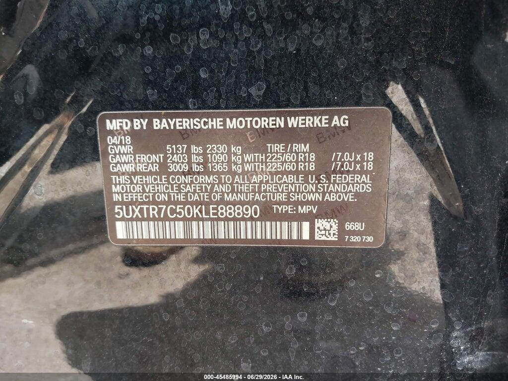 5UXTR7C50KLE88890 2019 BMW X3 photo no. 9