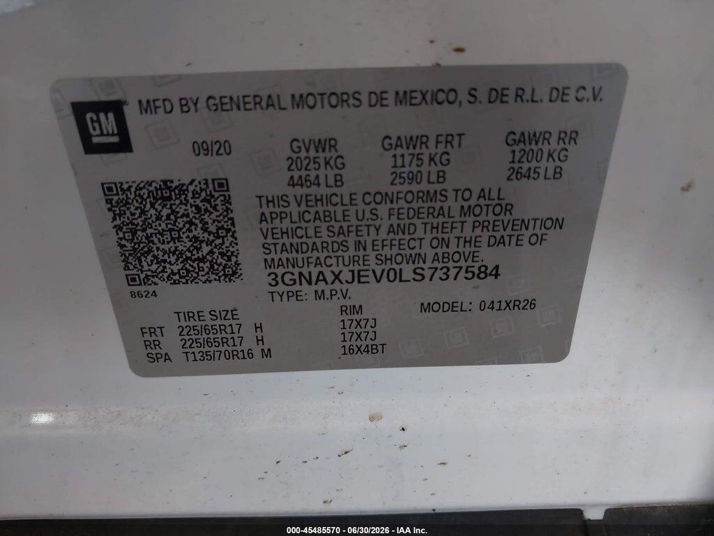 3GNAXJEV0LS737584 2020 CHEVROLET EQUINOX photo no. 9