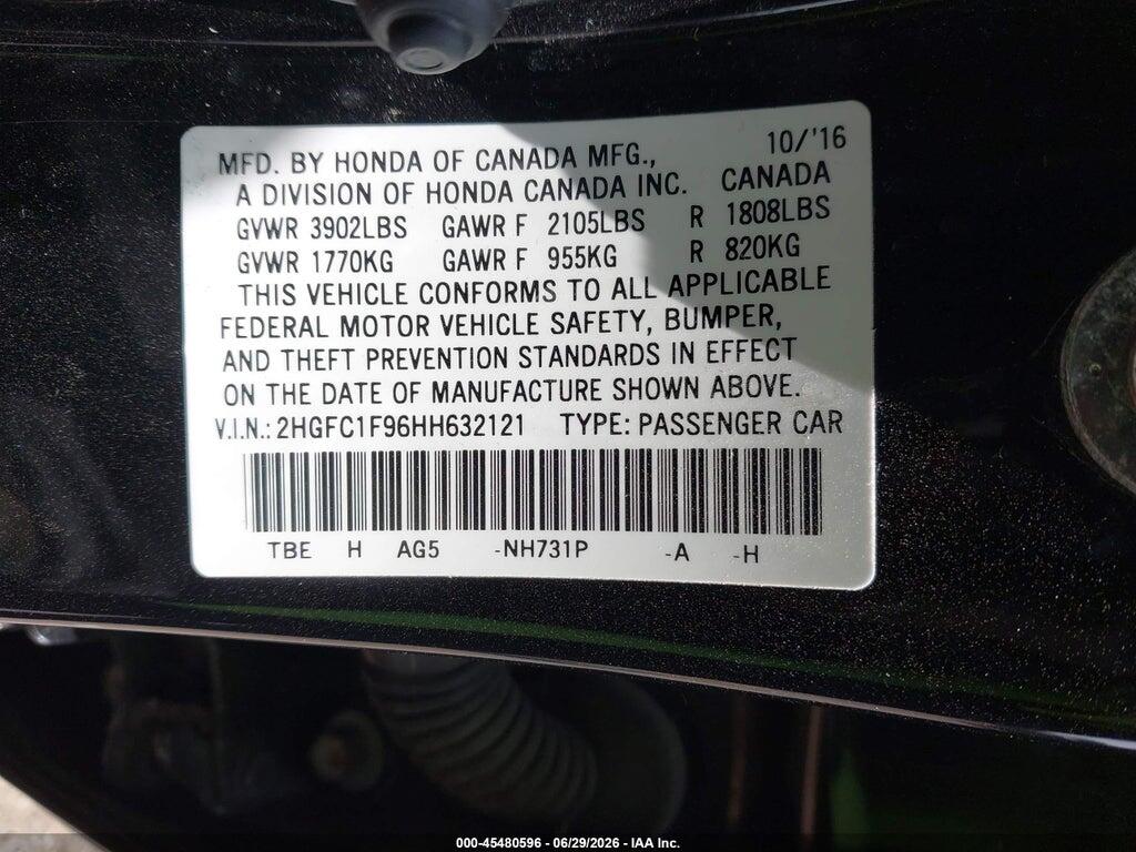 2HGFC1F96HH632121 2017 HONDA CIVIC photo no. 9