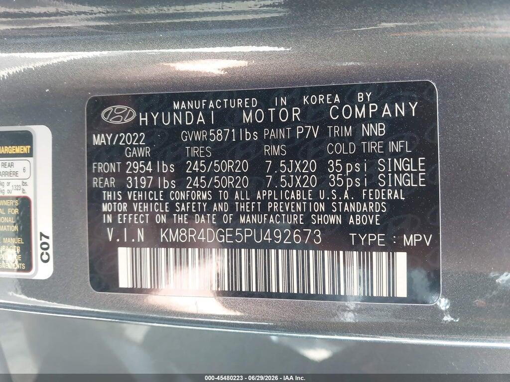 KM8R4DGE5PU492673 2023 HYUNDAI PALISADE photo no. 9