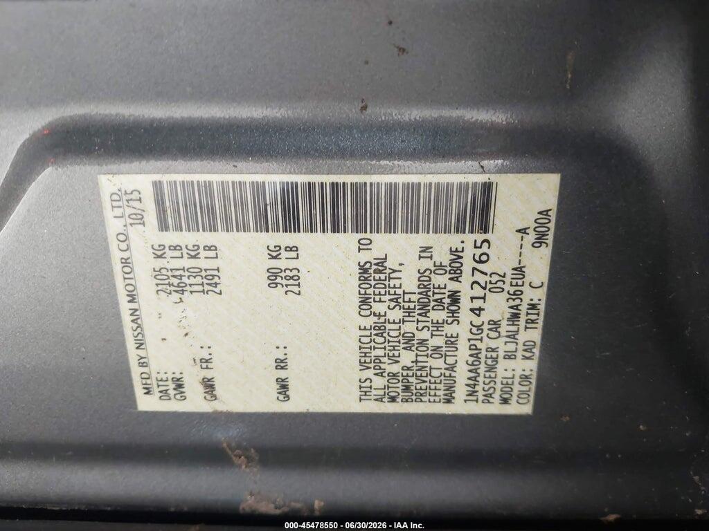 1N4AA6AP1GC412765 2016 NISSAN MAXIMA photo no. 9