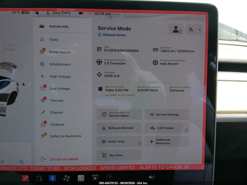 5YJ3E1EA0KF309686 2019 TESLA MODEL 3 photo no. 7