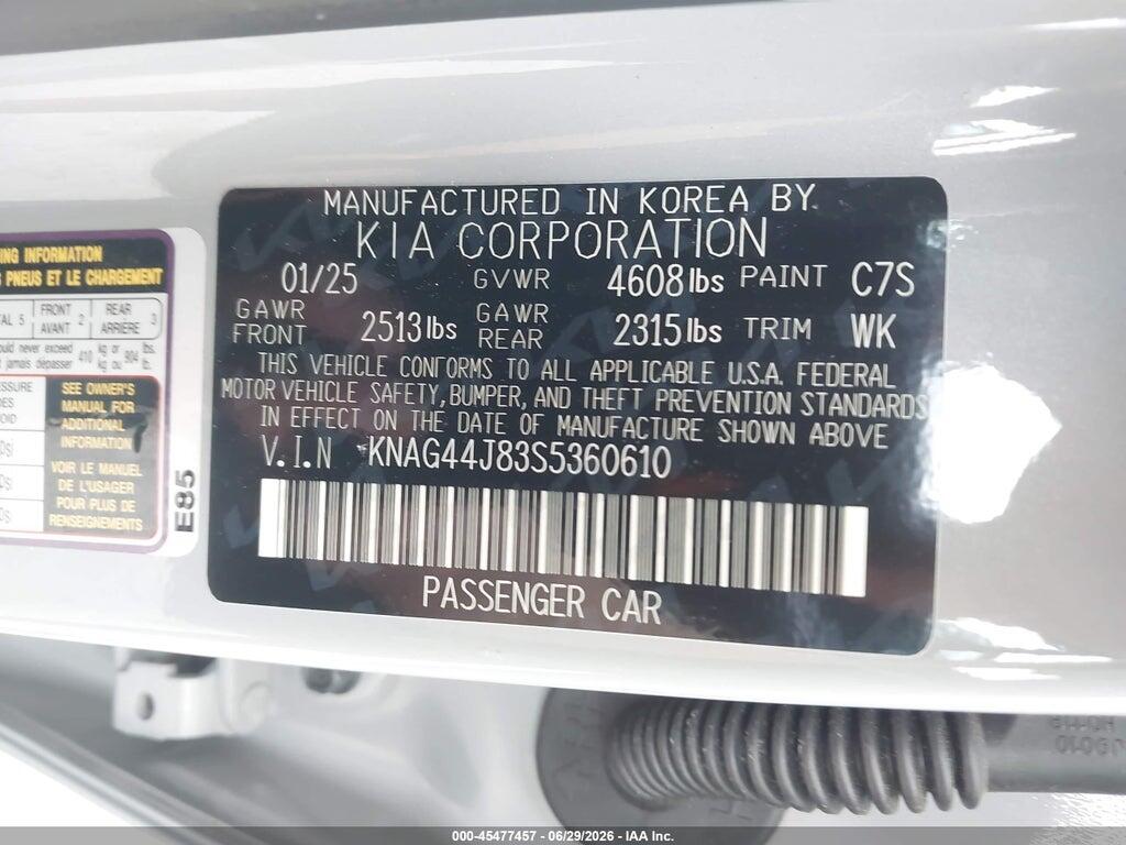 KNAG44J83S5360610 2025 KIA K5 photo no. 9