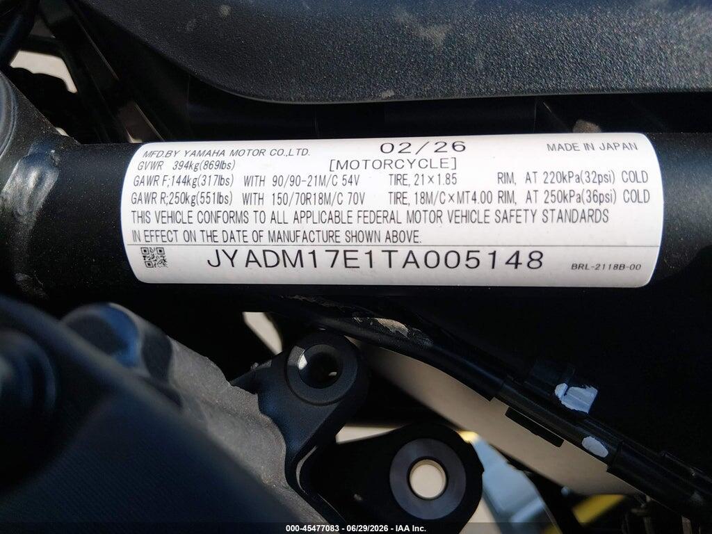 JYADM17E1TA005148 2026 YAMAHA XTZ690 photo no. 10
