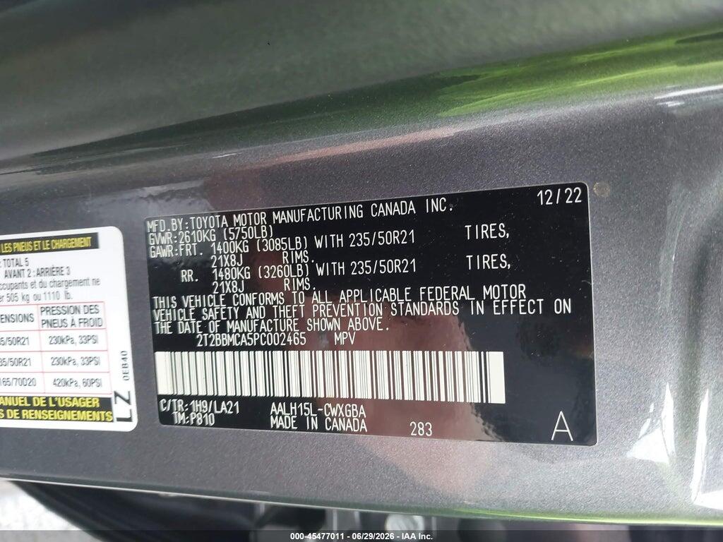 2T2BBMCA5PC002465 2023 LEXUS RX 350H photo no. 9