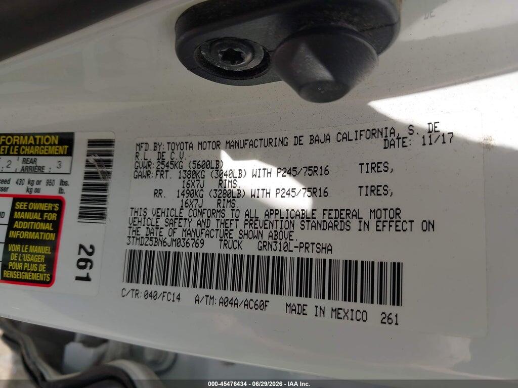 3TMDZ5BN6JM036769 2018 TOYOTA TACOMA photo no. 9