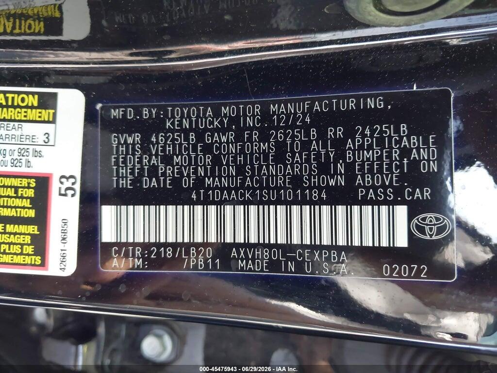 4T1DAACK1SU101184 2025 TOYOTA CAMRY photo no. 9