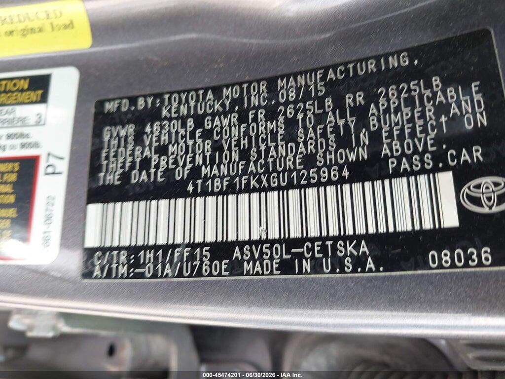 4T1BF1FKXGU125964 2016 TOYOTA CAMRY photo no. 9