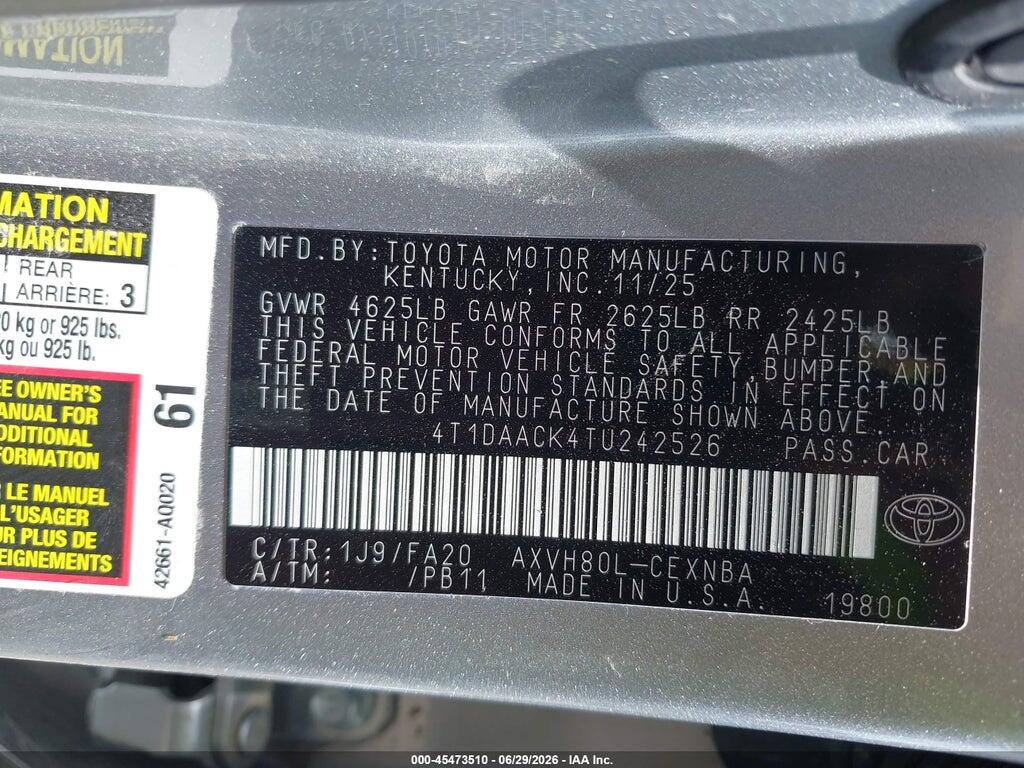 4T1DAACK4TU242526 2026 TOYOTA CAMRY photo no. 9