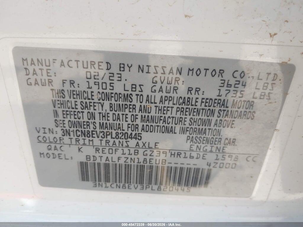 3N1CN8EV3PL820445 2023 NISSAN VERSA photo no. 9