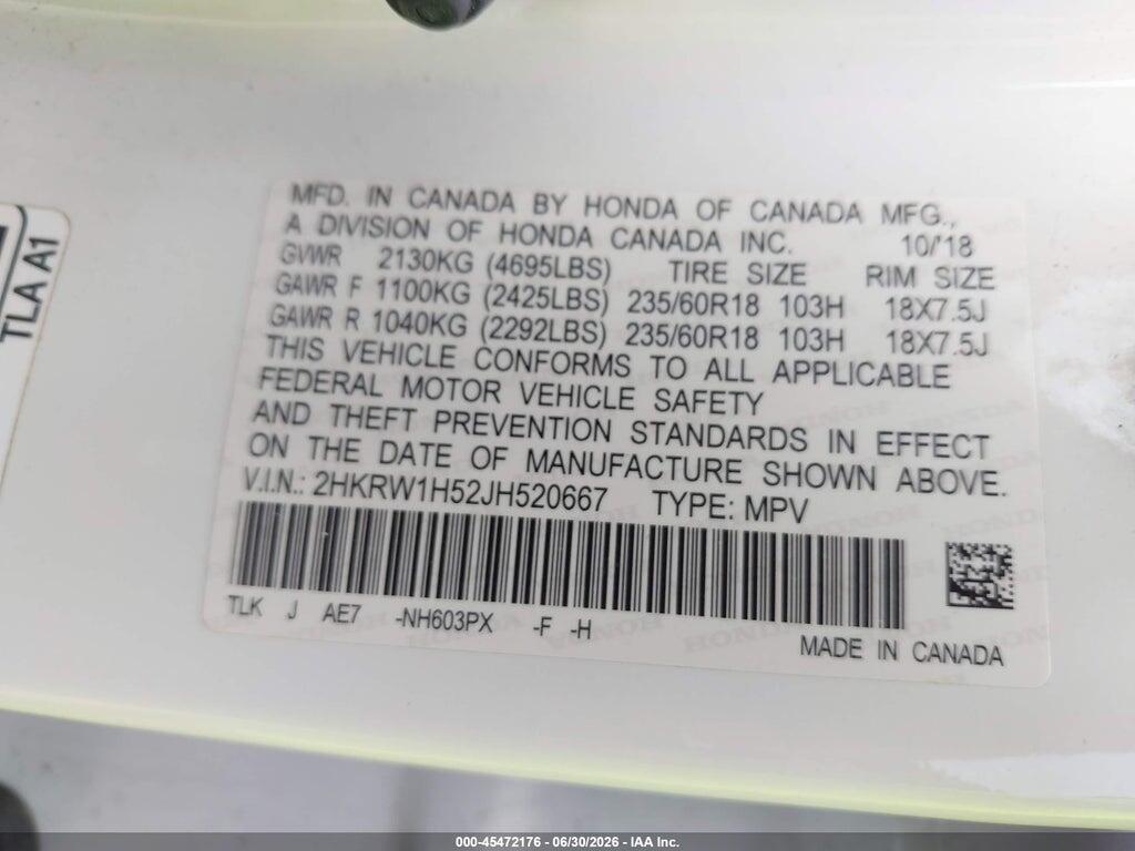 2HKRW1H52JH520667 2018 HONDA CR-V photo no. 9
