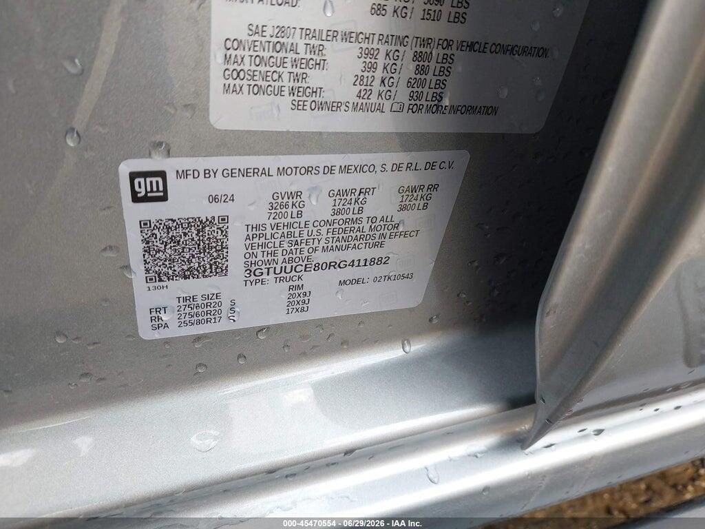 3GTUUCE80RG411882 2024 GMC SIERRA 1500 photo no. 9
