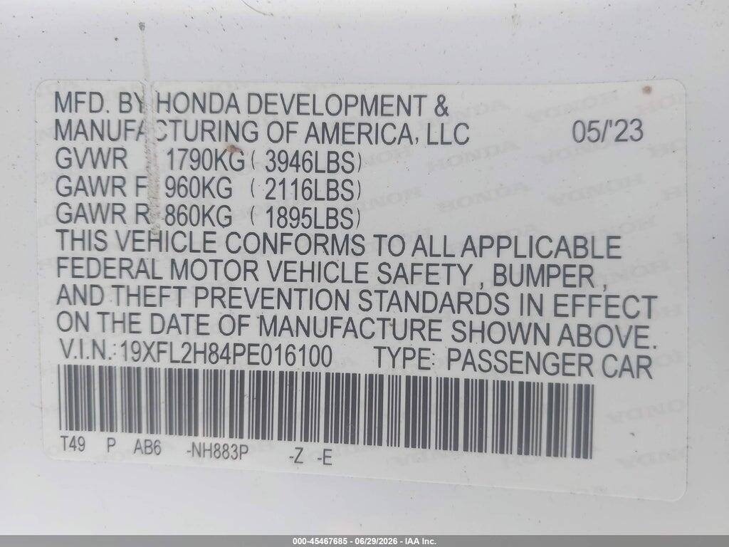 19XFL2H84PE016100 2023 HONDA CIVIC photo no. 9