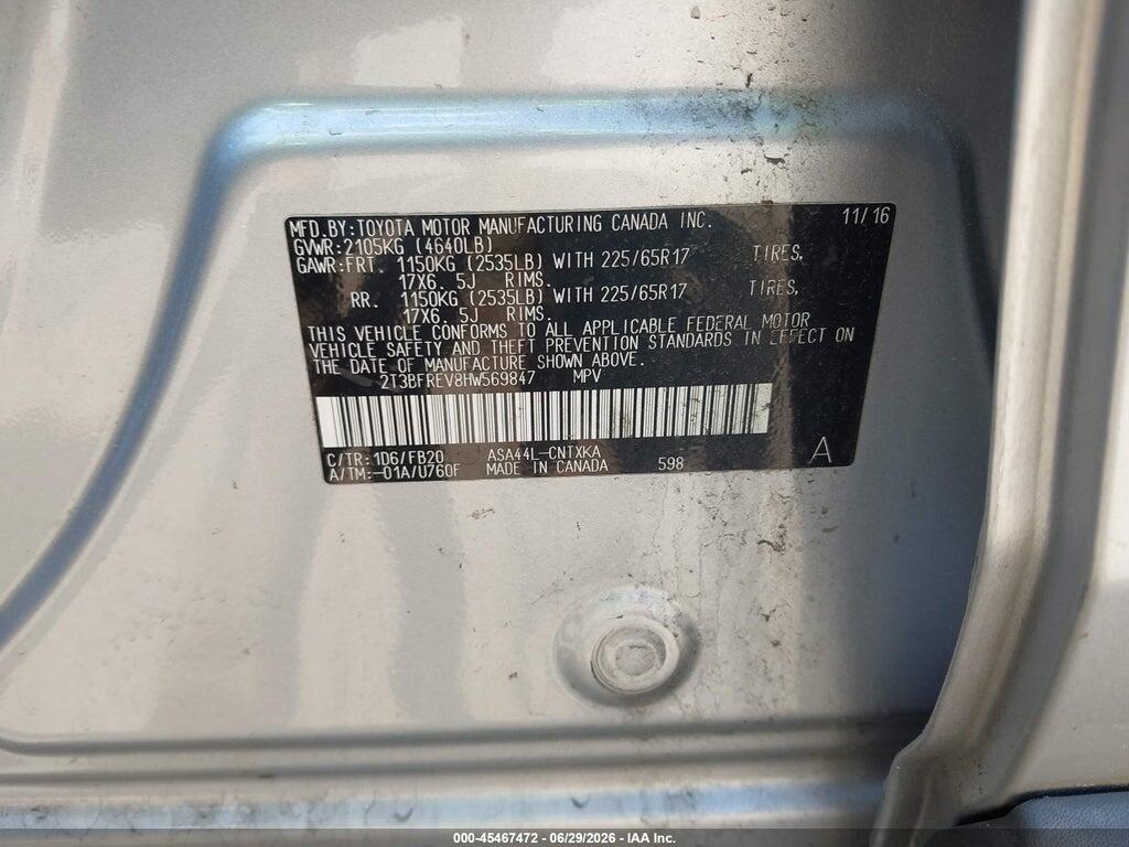 2T3BFREV8HW569847 2017 TOYOTA RAV4 photo no. 9