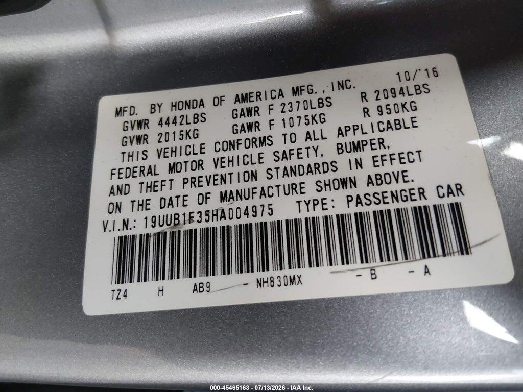 19UUB1F35HA004975 2017 ACURA TLX photo no. 9