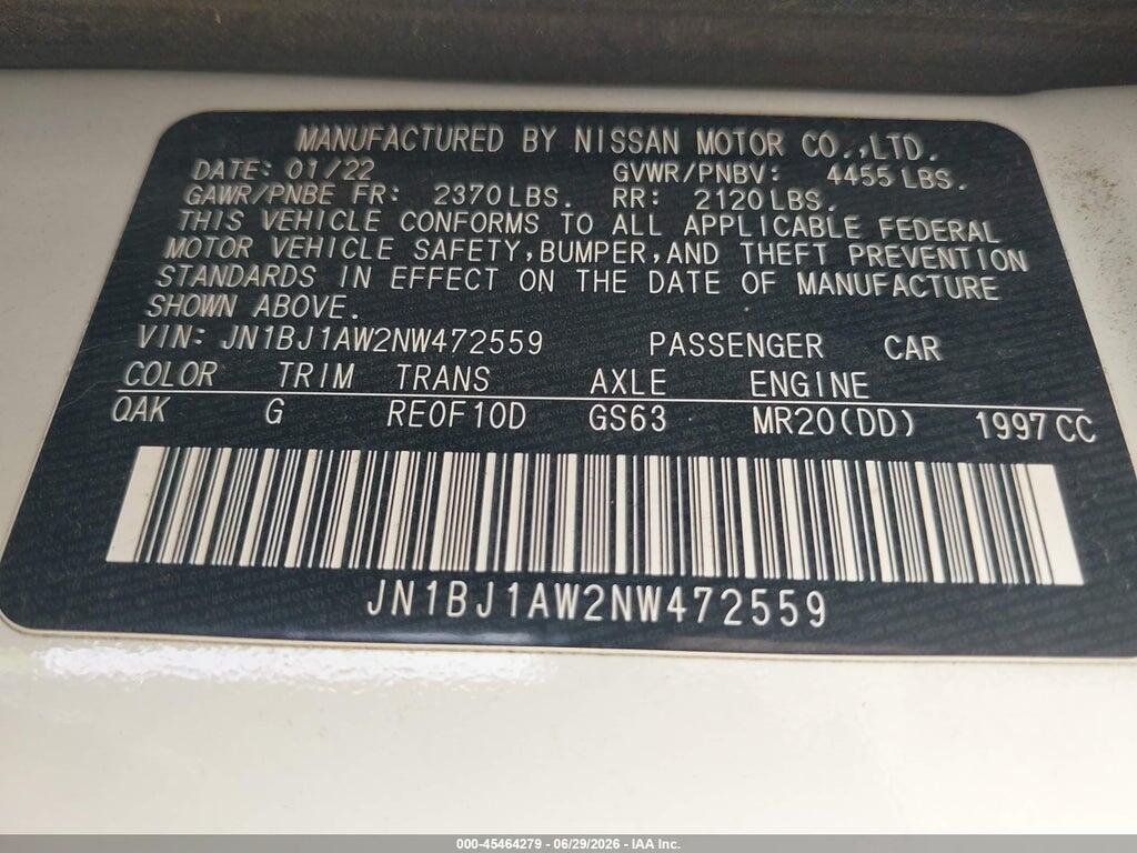 JN1BJ1AW2NW472559 2022 NISSAN ROGUE SPORT photo no. 9
