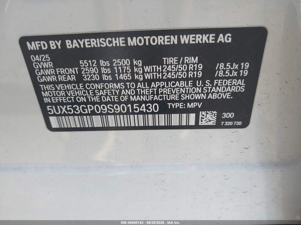 5UX53GP09S9015430 2025 BMW X3 photo no. 9