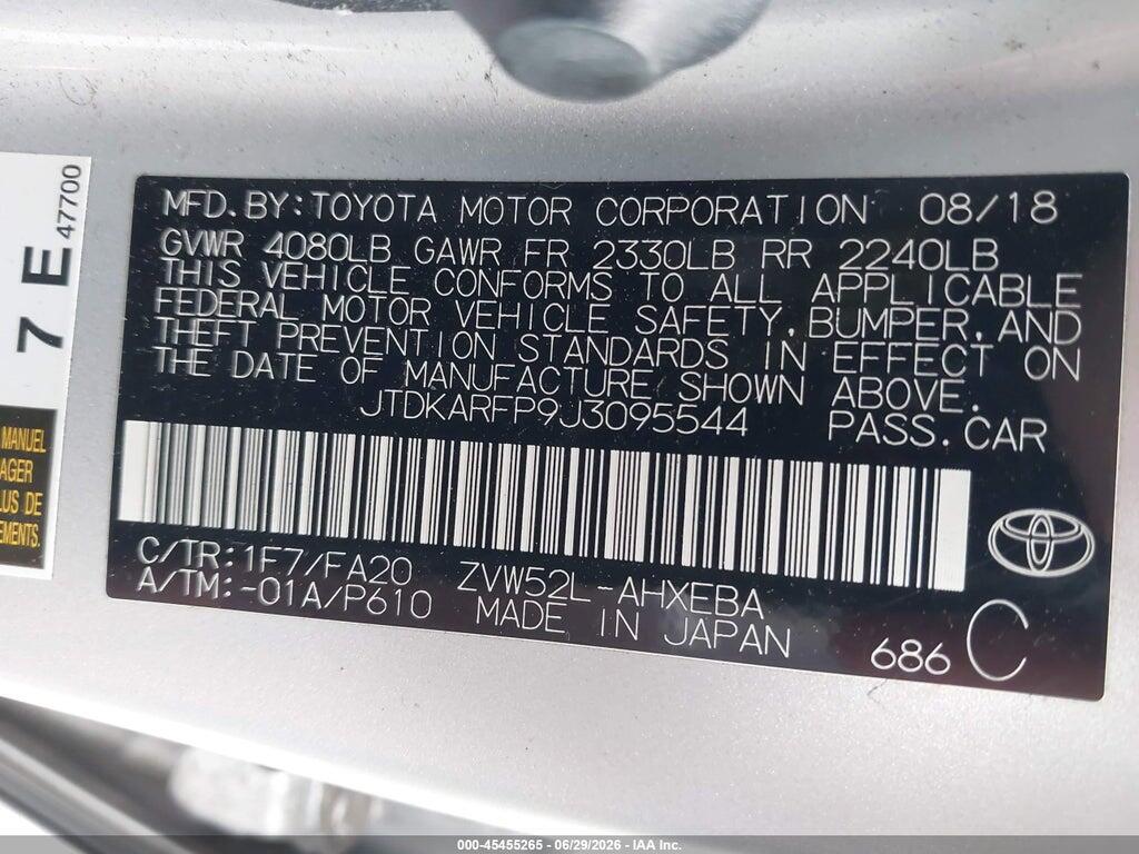 JTDKARFP9J3095544 2018 TOYOTA PRIUS PRIME photo no. 9